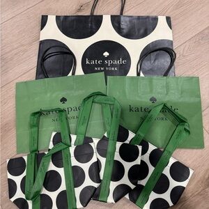 Kate Spade Black and Green Dot shopping bags set of 6